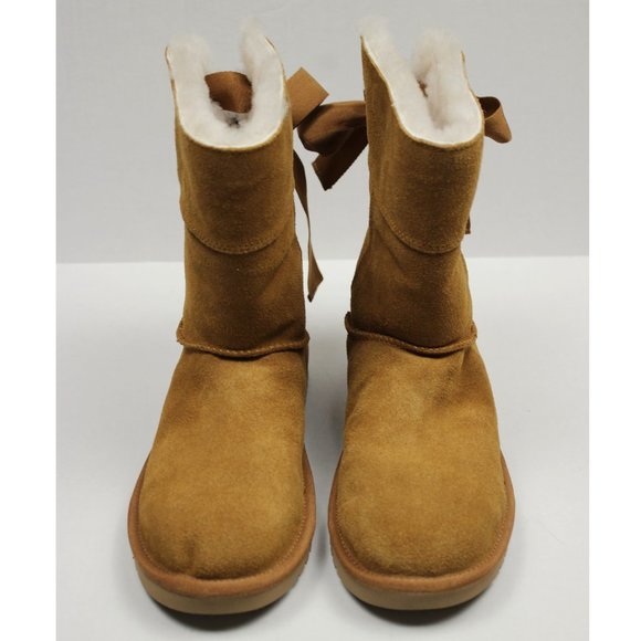 NWOB Ugg Koolaburra Suede Fur Lined Bow Boots Sz 7 - Picture 2 of 11